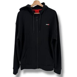 Hugo Boss Hugo Black Full Zip Hoodie Sweatshirt Heart Logo Mens Size M